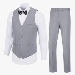 2 Pieces Suit Vest Pants Set For Men 