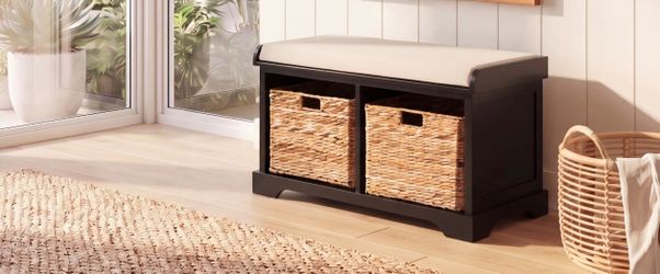 Black Rustic Storage Pine Benche