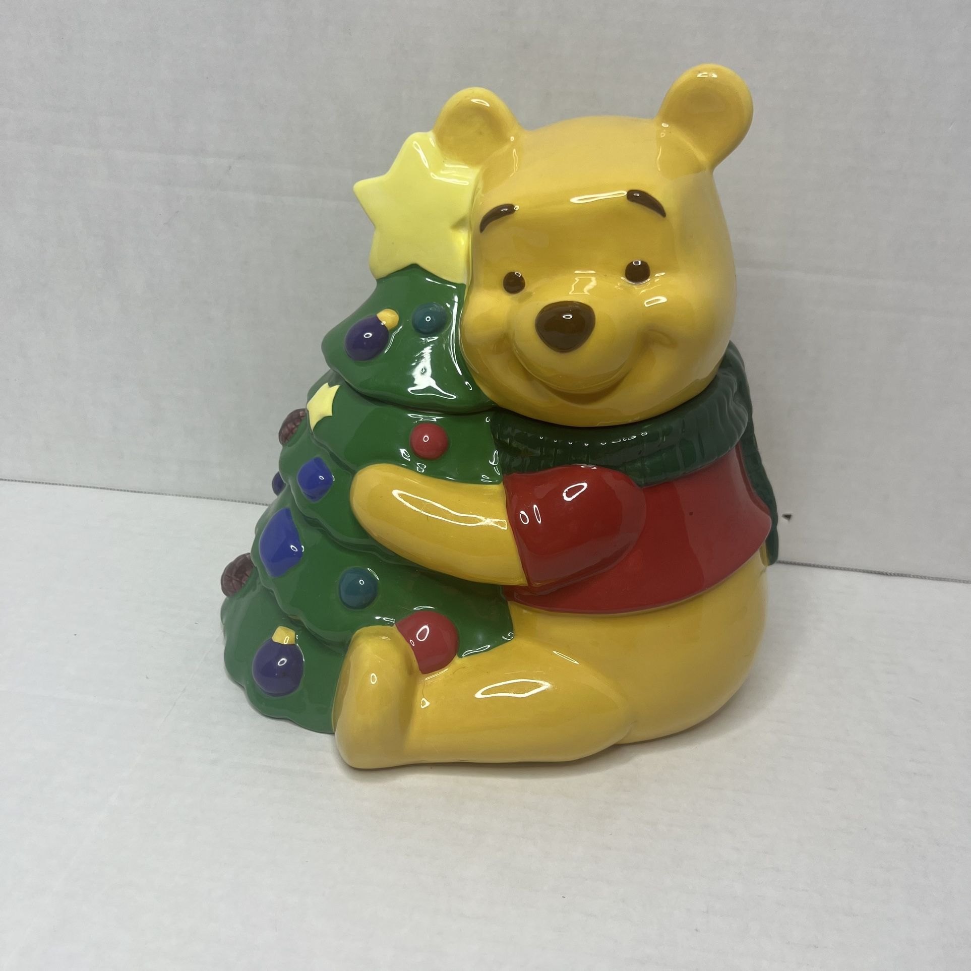 Vintage Winnie The Pooh Christmas Cookie Jar Disney.