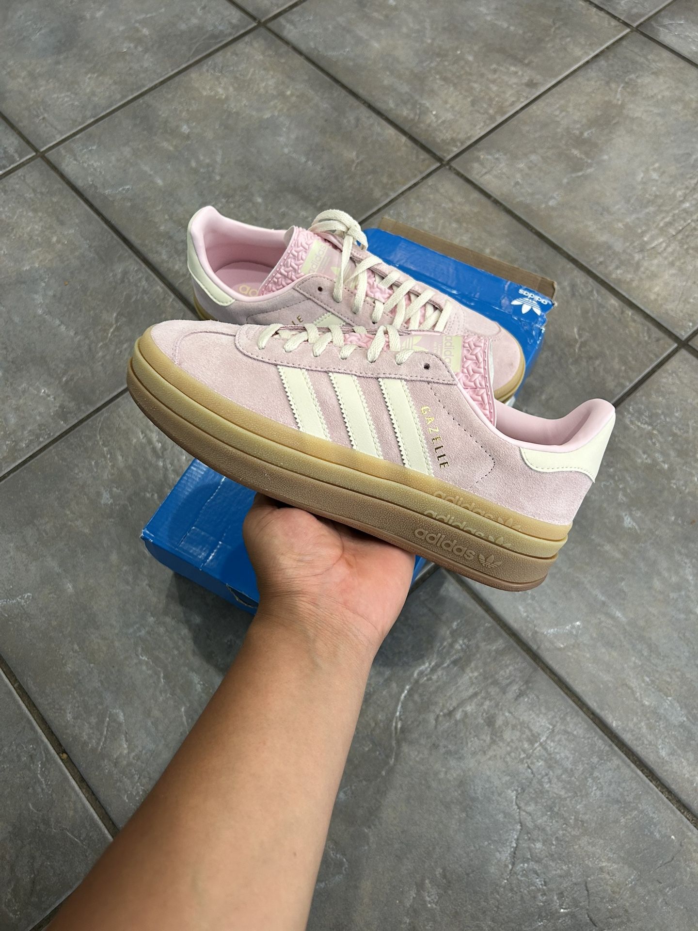 Adidas Originals Gazelle Bold Clear Pink White JQ7777 Casual Sneakers Women