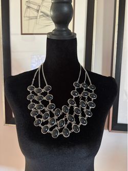 Silver and black necklace