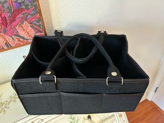 LIKE NEW! Portable Felt Baby Diaper Caddy Organizer / Nursery Basket / Mommy Bag