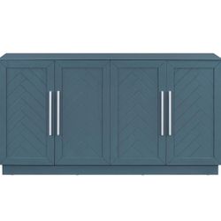 60" Sideboard Buffet Cabinet with Storage and Doors, Wood Modern Sideboard Accent Cabinet with Adjustable Shelves and Silver Handles,Console Table for