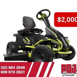 Ryobi 48V Brushless 38in 100 Ah Battery Electric Rear Engine Riding Lawn Mower 