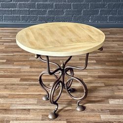 Vintage French Art Nouveau Brass Side Table w/ Scrollwork Base, c.1950's - Delivery Available 