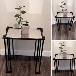 Mirrored And Metal End Table 