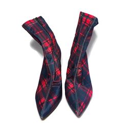 Nine West Stiletto Boots Size 9 Parker Plaid Print Bootie Women Dress Shoes