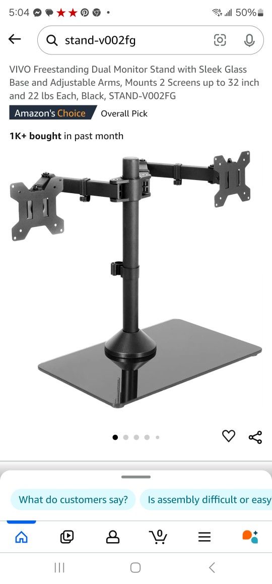 ViVO STAND-V002FG Dual Monitor Stand FREESTANDING