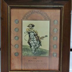 framed collector's set of 10 Mercury dimes featuring "The Pony Express" theme