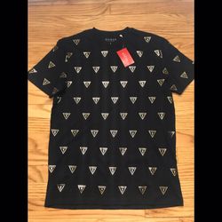 NEW Guess Men's Black Gold Rustic Logo Crew Tee Short-Sleeve T-Shirt Small