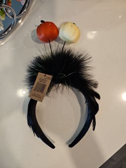 Halloween Feather Headband with pumpkin Bobbers