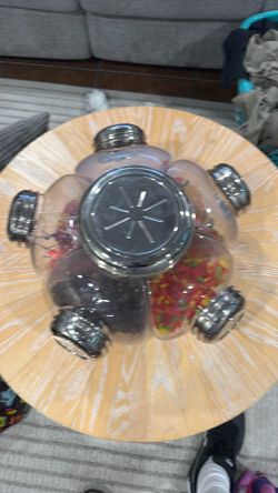 Candy carousel revolving 5 jar with cap