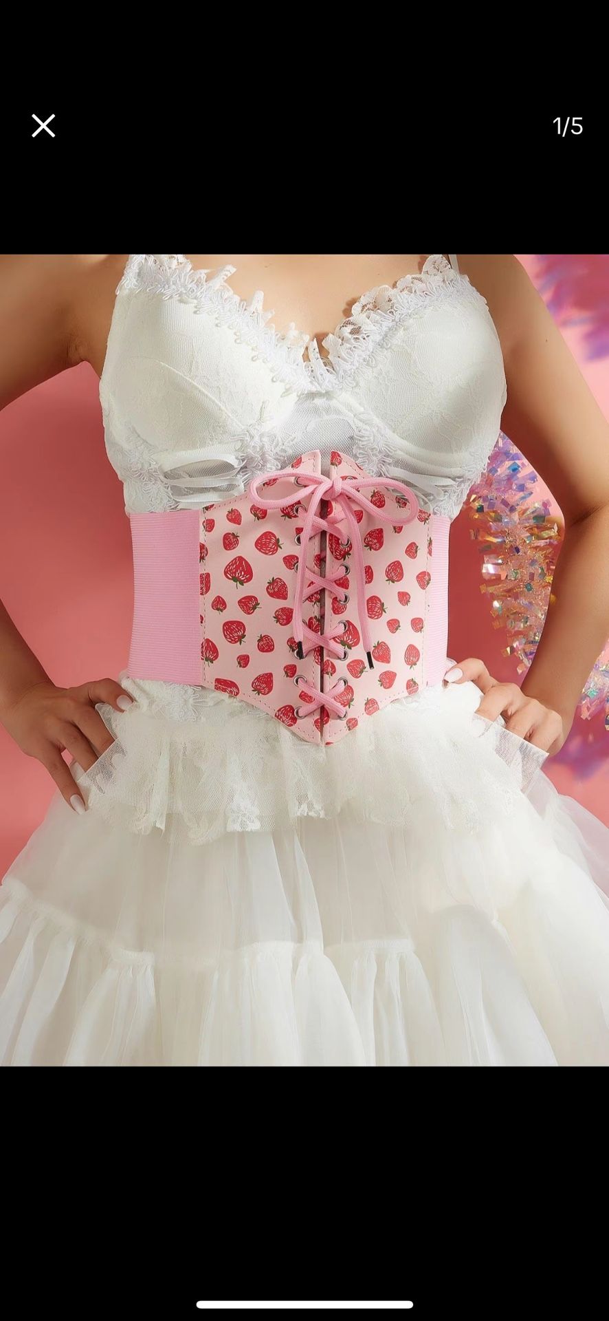 Pastel Pink Kawaii Lolita Strawberry Corset Belt