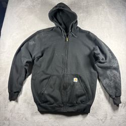 Carhartt Men’s Medium Black Loose Fit Pullover Hoodie Paint Distressed