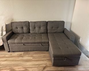 Gray Sectional Sleeper Sofa with Storage Chaise