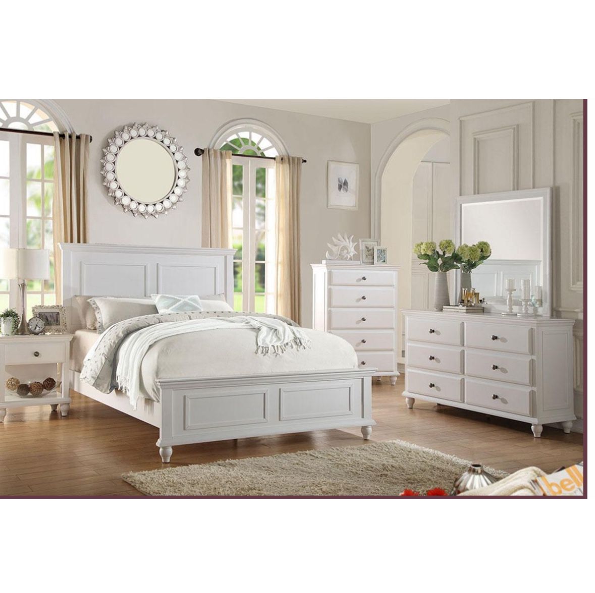 4- Pc Bedroom set Dresser,Mirror Nightstand (1) Queen size bed frame Not including Mattress and Box Sp