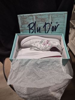 Blu doir white pink and silver shoes