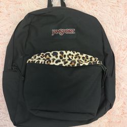 Black and Leapord Print Jansport Backpack 