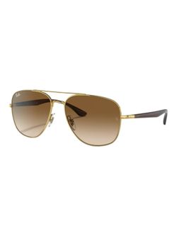 Ray-Ban 3683 in Polished Arista Gold Aviator Sunglasses - Unisex  56-15-135