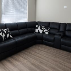 Black Manual Reclining Couch 