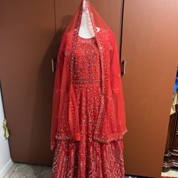 Red Pakistani Maxi Wedding wear