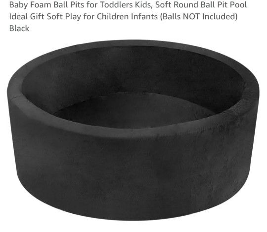 Baby Ball Pit 35.4 " Soft Round Memory Foam Ball Pits NOT Included Balls Indoor Outdoor Playpen for Babies Toddlers Kids Great Gift , Black