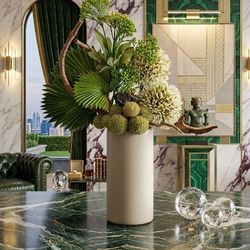 s 
Zen Ikebana Arrangement Faux Plant Decor in Neutral Tones Minimalist Floral Design Handmade Home Accent Nature Inspired Gift