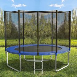 8FT Trampoline with Safety Enclosure Net，Outdoor Trampoline, random color, Heavy Duty Jumping Mat and Spring Cover Padding