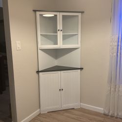 White Corner Cabinet - Coffee Bar