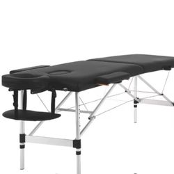 FDW Aluminium Portable Massage Table 2 Fold Height Adjustable, Black
