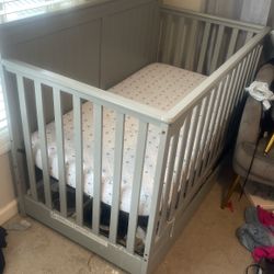 Baby Crib, Mattress And Dresser