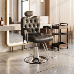Barber Salon Chair for Hair Stylist, Height Adjustable Hydraulic Hair Reclining