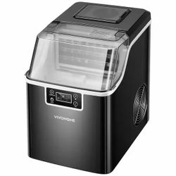 VIVOHOME 9. 9in. 45 lb. Portable Stainless Steel Dice Ice Maker with Auto Self-cleaning in Black 