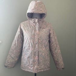 Girls Columbia Grey Waterproof Jacket Pink Flowers