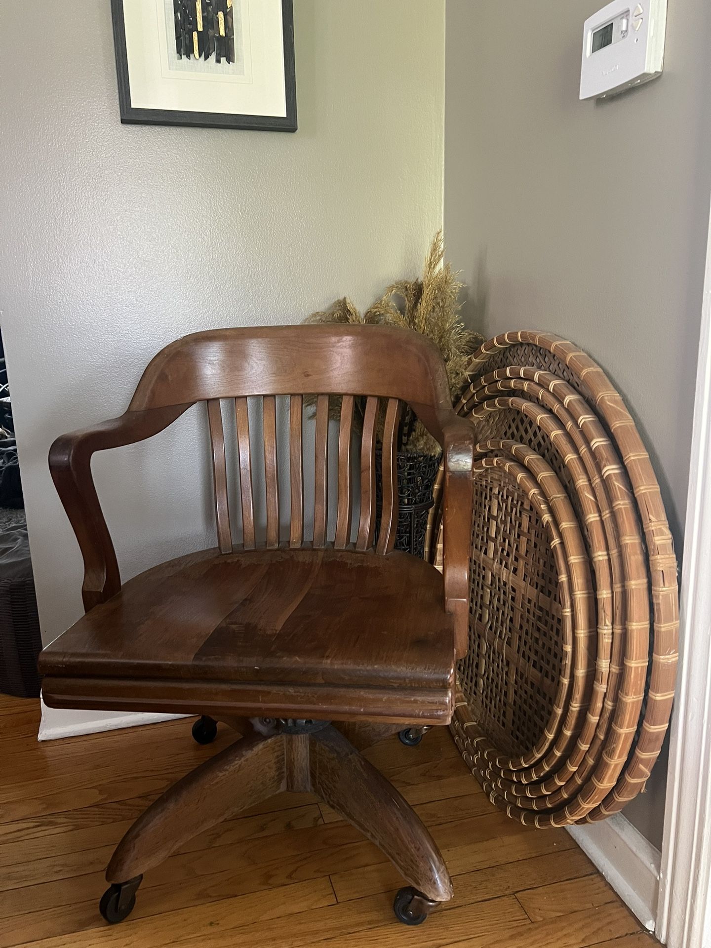 Antique Swivel Bankers Chair