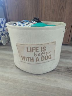 Canvas Dog Toy Storage Bin