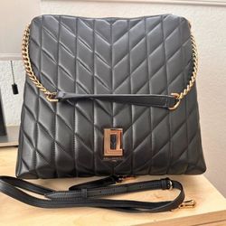 Karl Lagerfeld Paris Lafayette Hobo Purse Bag Crossbody Black Gold