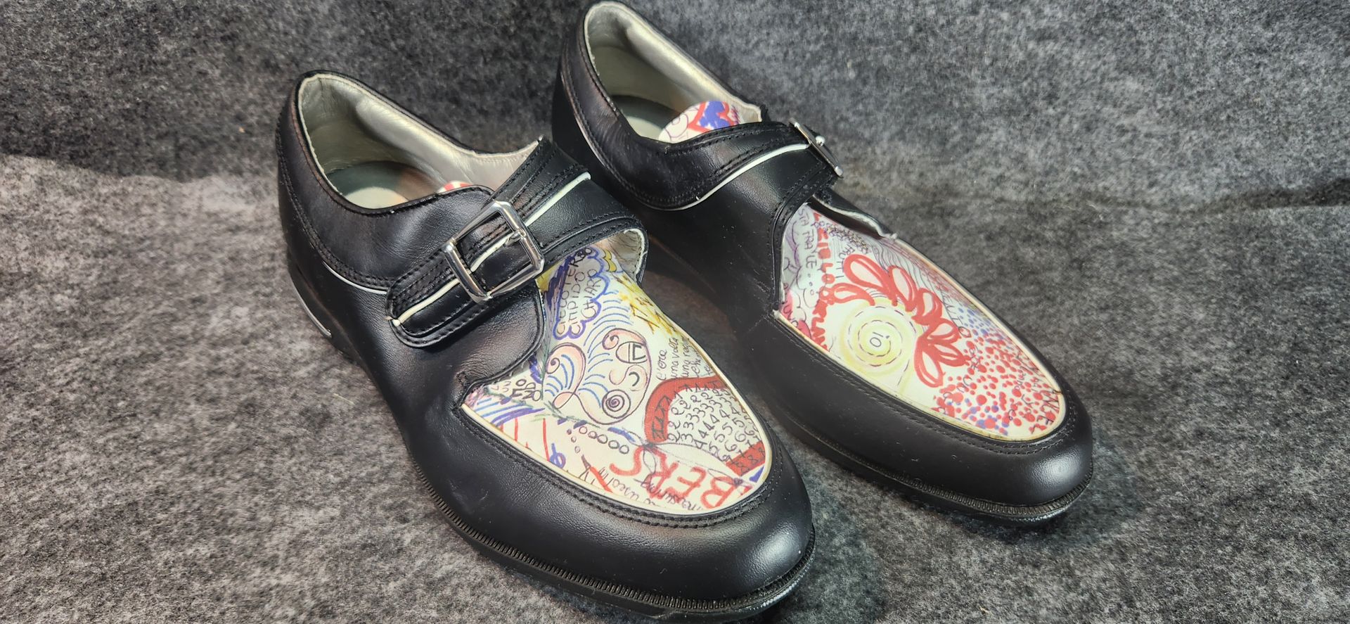 FootJoy Tailored Collection Women's Black Graffiti Leather Golf Shoes Size 9M