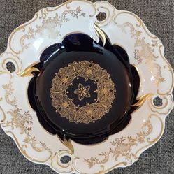 Vintage Echt Weimar Kobalt Blue Gold Swag Bowl 