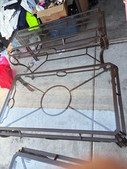 Glass Top Metal Coffee and Console Table Set