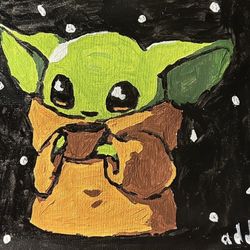 8x10 Framed Yoda Painting 