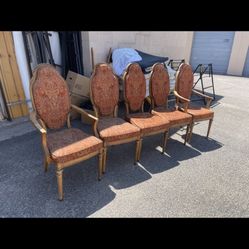 🌿 6 VINTAGE  DINNER CHAIRS- SOLID WOOD🌹