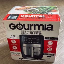 Gourmia 8 Qt Digital Air Fryer with FryForce 360 and Guided Cooking, Black/Stain