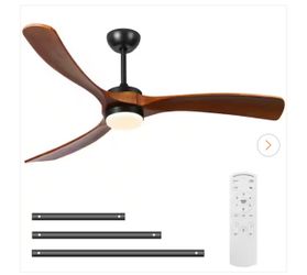 Smart 60 in. Walnut-colored indoor Smart Ceiling Fan with Integrated LED, Compatible with Alexa and Google