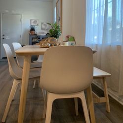 IKEA Lisabo table, Odger chairs, bench set