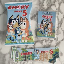 Bluey Birthday Party Theme Labels Stickers Chip Bags Cheetos Caprisun