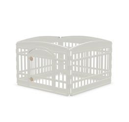 IRIS USA 4-Panel Dog Playpen, Pet Enclosure, White Puppy Training, Configurable Layout, Multi-Shape Setup, Custom Pen Configuration, Secure Door Latch