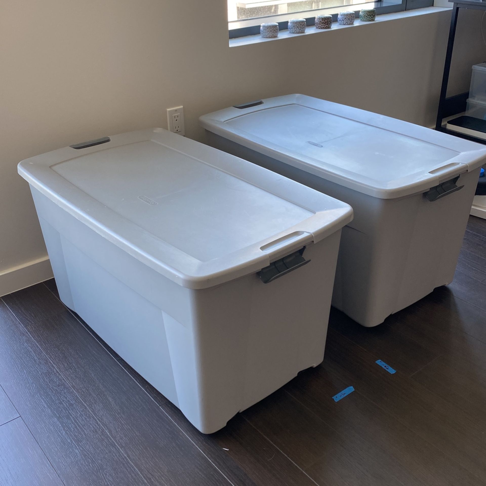 2 Storage Bins with Wheels, Stackable 