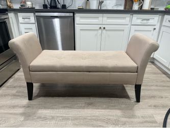 Upholstered Storage Bench with Rolled Arms