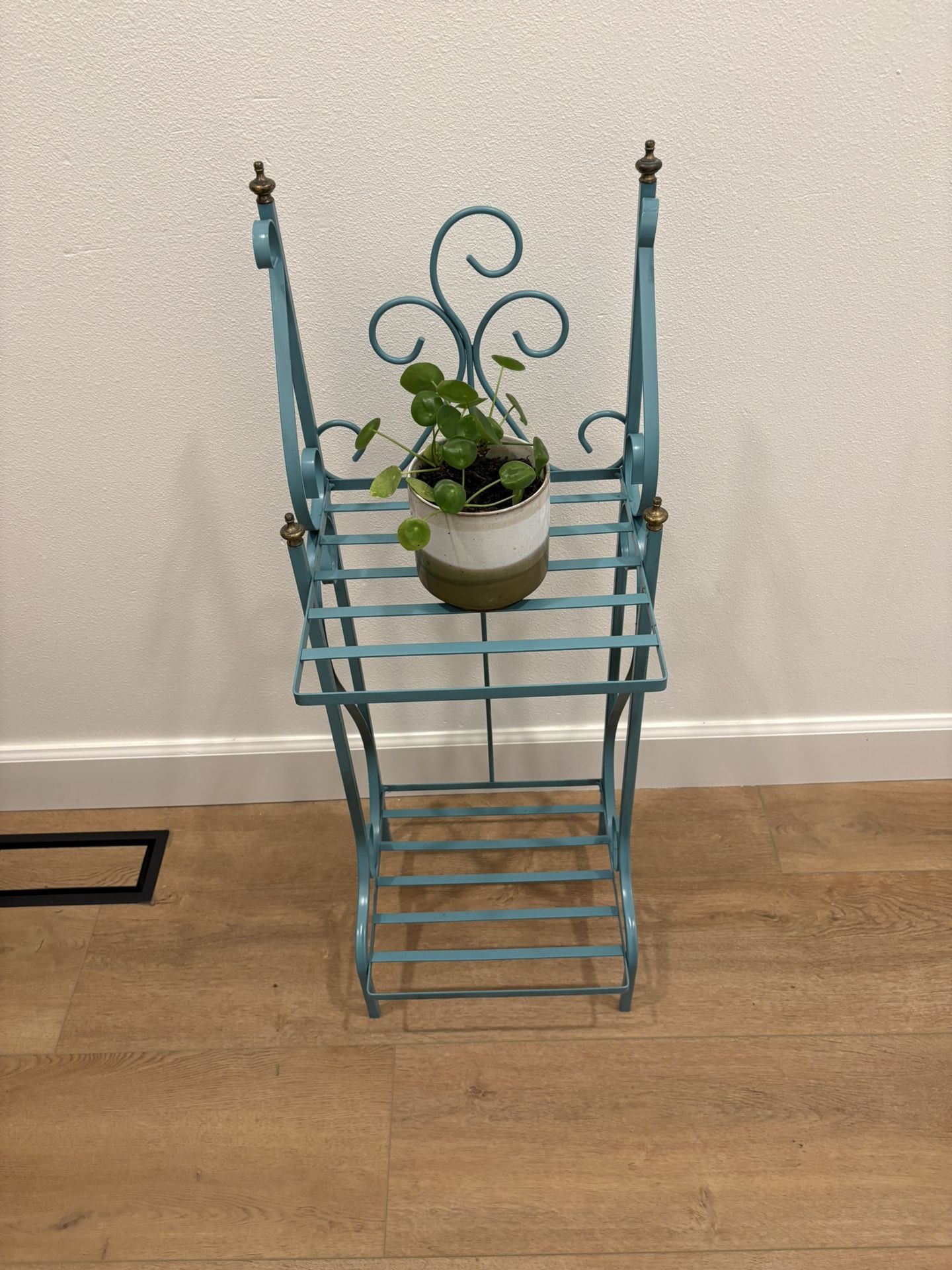 Teal 2 Tier Metal Plant Stand